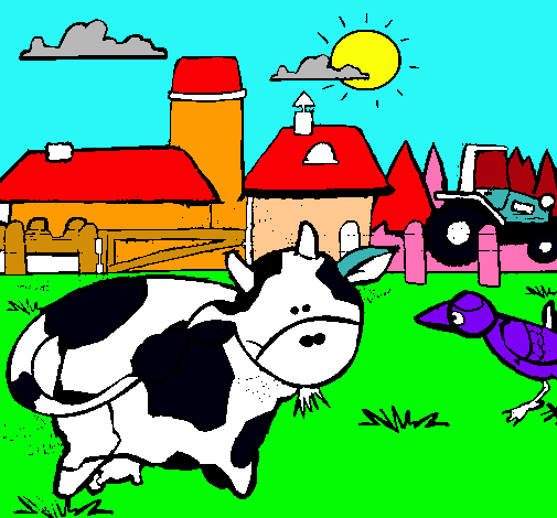 Vaca en la granja