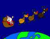 Dibujo Papa Noel repartiendo regalos 3 pintado por yuyyyyy