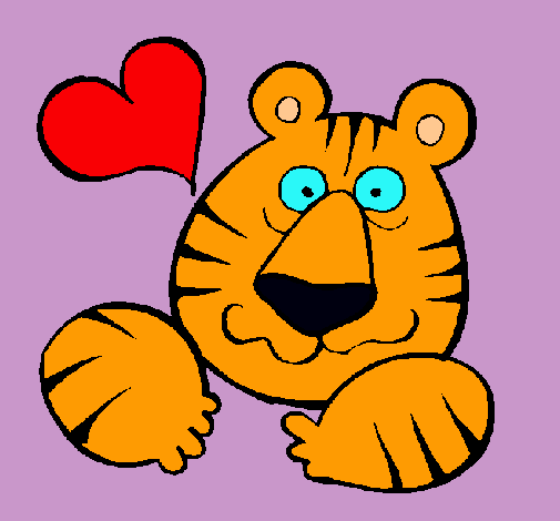 Dibujo Tigre loco de amor pintado por golosa