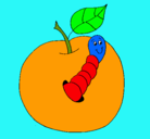 Dibujo Manzana con gusano pintado por nomeolvides