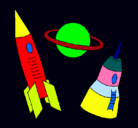 Dibujo Cohete pintado por espacio