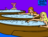 Dibujo Barbie y sus amigas en el jacuzzi pintado por patxican