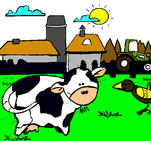 Vaca en la granja