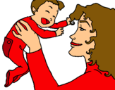 Dibujo Madre con su bebe pintado por larita12313
