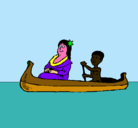 Dibujo Madre e hijo en canoa pintado por nomeolvides