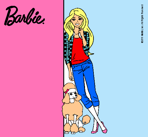 Dibujo Barbie con cazadora de cuadros pintado por ana132543545