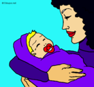 Dibujo Madre con su bebe II pintado por joaki