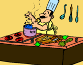 Dibujo Cocinero en la cocina pintado por antonioweryt