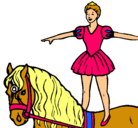 Dibujo Trapecista encima de caballo pintado por sebo