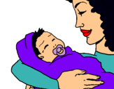 Dibujo Madre con su bebe II pintado por Vilmarys 