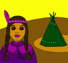 Dibujo India y tepee pintado por amalia