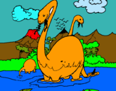 Dibujo Apatosaurios en el agua pintado por joanyjordi