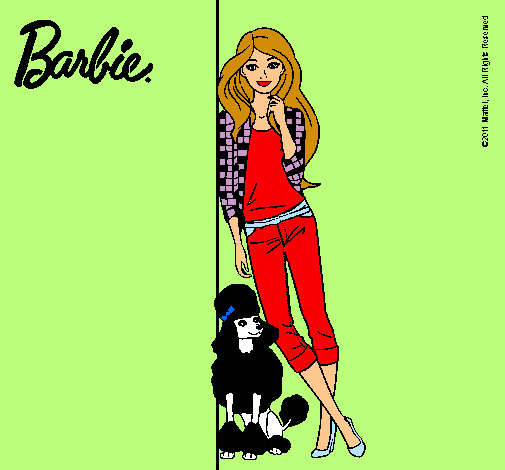 Barbie con cazadora de cuadros