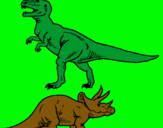 Dibujo Triceratops y tiranosaurios rex pintado por yhgfvddsvv