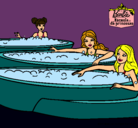 Dibujo Barbie y sus amigas en el jacuzzi pintado por marisue