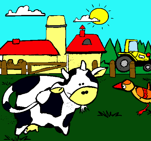 Vaca en la granja