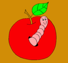 Dibujo Manzana con gusano pintado por cielonieto
