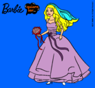 Dibujo Barbie vestida de novia pintado por oliba