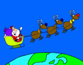 Dibujo Papa Noel repartiendo regalos 3 pintado por papaypaola