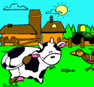 Dibujo Vaca en la granja pintado por micaelas