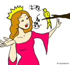 Dibujo Princesa cantando pintado por pajarito