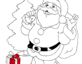 Dibujo Santa Claus y un árbol de navidad pintado por lautito100