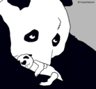 Dibujo Oso panda con su cria pintado por jijijijii 