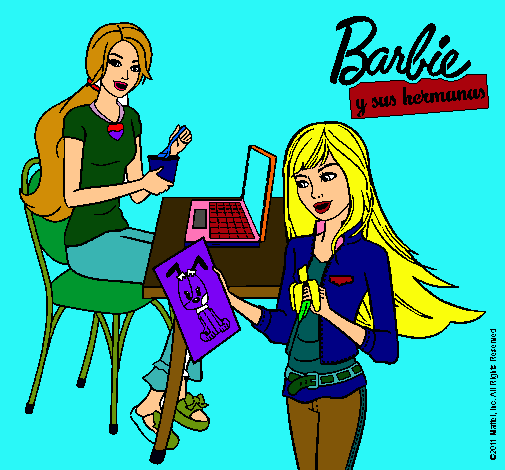 Barbie y su hermana merendando