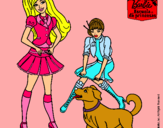 Dibujo Barbie con su perrito y una amiga pintado por ALEYMAR