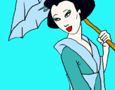 Dibujo Geisha con paraguas pintado por luly993