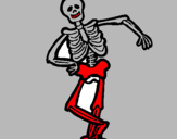 Dibujo Esqueleto contento pintado por trasero