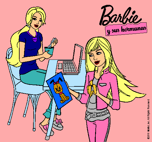 Barbie y su hermana merendando