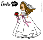 Dibujo Barbie vestida de novia pintado por laura1415