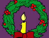 Dibujo Corona de navidad y una vela pintado por dulsinea