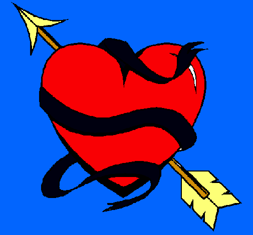 Dibujo Corazón con flecha pintado por naomipeque