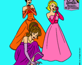 Dibujo Barbie y sus amigas vestidas de gala pintado por dominique1
