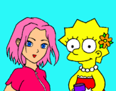 Dibujo Sakura y Lisa pintado por panquesi