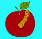 Dibujo Manzana con gusano pintado por JATZEL