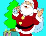 Dibujo Santa Claus y un árbol de navidad pintado por cggg