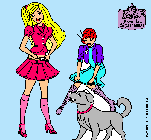 Barbie con su perrito y una amiga