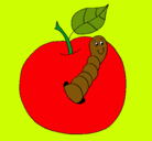 Dibujo Manzana con gusano pintado por paolagaty92