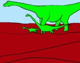 Dibujo Familia de Braquiosaurios pintado por CUELLILARGO