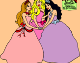 Dibujo Barbie y sus amigas princesas pintado por aladino