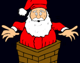 Dibujo Papa Noel en la chimenea pintado por sensey