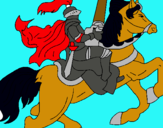 Dibujo Caballero a caballo pintado por plumita