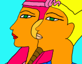 Dibujo Ramsés y Nefertiti pintado por pryncesada