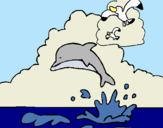 Dibujo Delfín y gaviota pintado por tatatatata