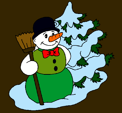 Muñeco de nieve y árbol navideño