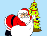 Dibujo Papa Noel repartiendo regalos pintado por aldo7