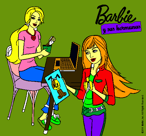 Barbie y su hermana merendando